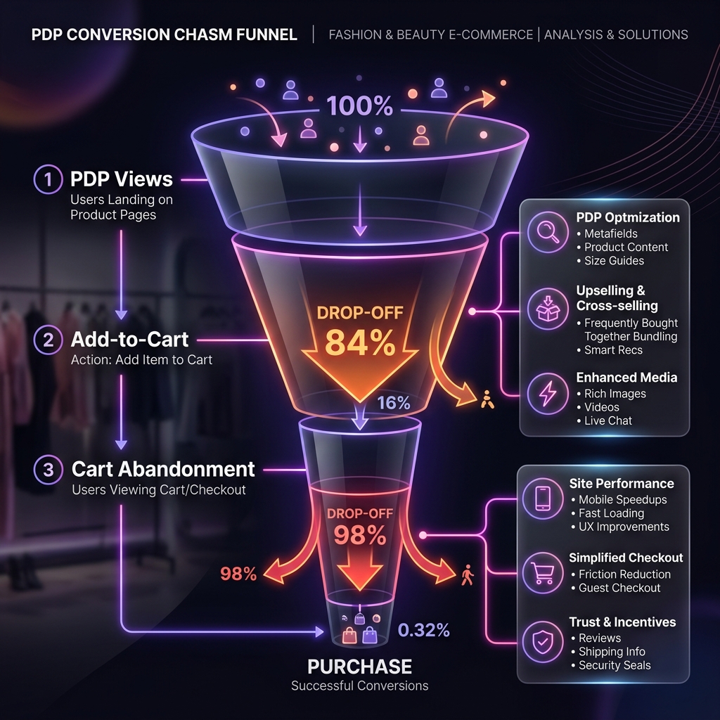PDP Conversion Chasm Funnel Diagram